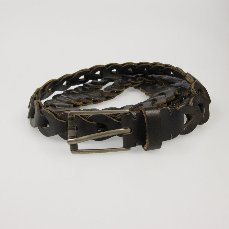 Llife ライフ LEATHER CHAIN BELT ベルト ブラウン【姫路東店】