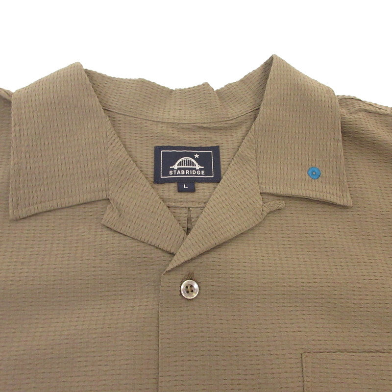 STABRIDGE スタブリッジ DotAir OPEN COLLAR S/S SHIRTS 半袖シャツ カーキ サイズ：L【姫路東店】