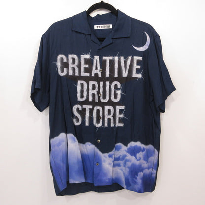 TTT MSW | ティー 半袖シャツ 19SS-SH-001-CDS ×Creative Drug Store ネイビー サイズ：M【姫路東店】
