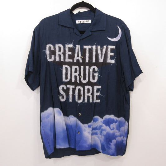 TTT MSW | ティー 半袖シャツ 19SS-SH-001-CDS ×Creative Drug Store ネイビー サイズ：M【姫路東店】