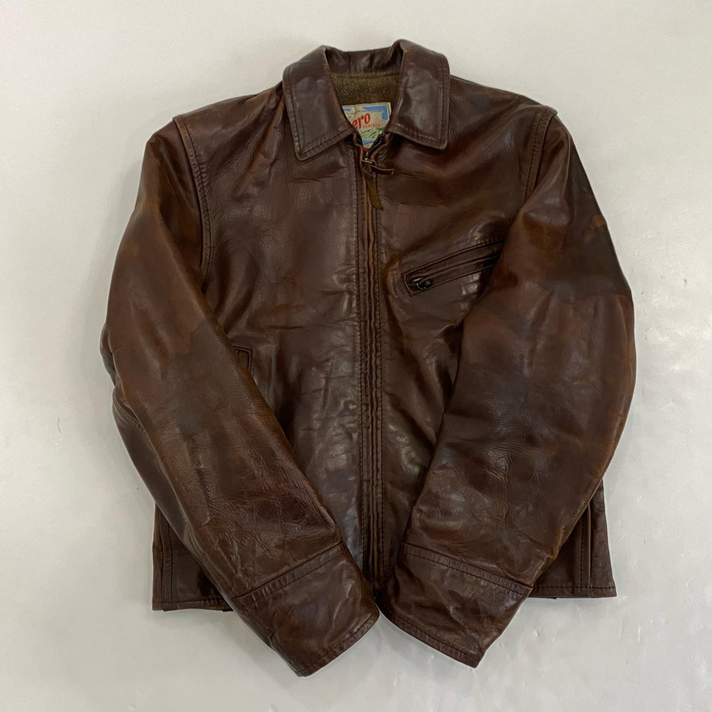 AERO LEATHER | エアロレザー Half Belt Horsehide Jacket レザー レザージャケット ブラウン サイズ：34【姫路東店】