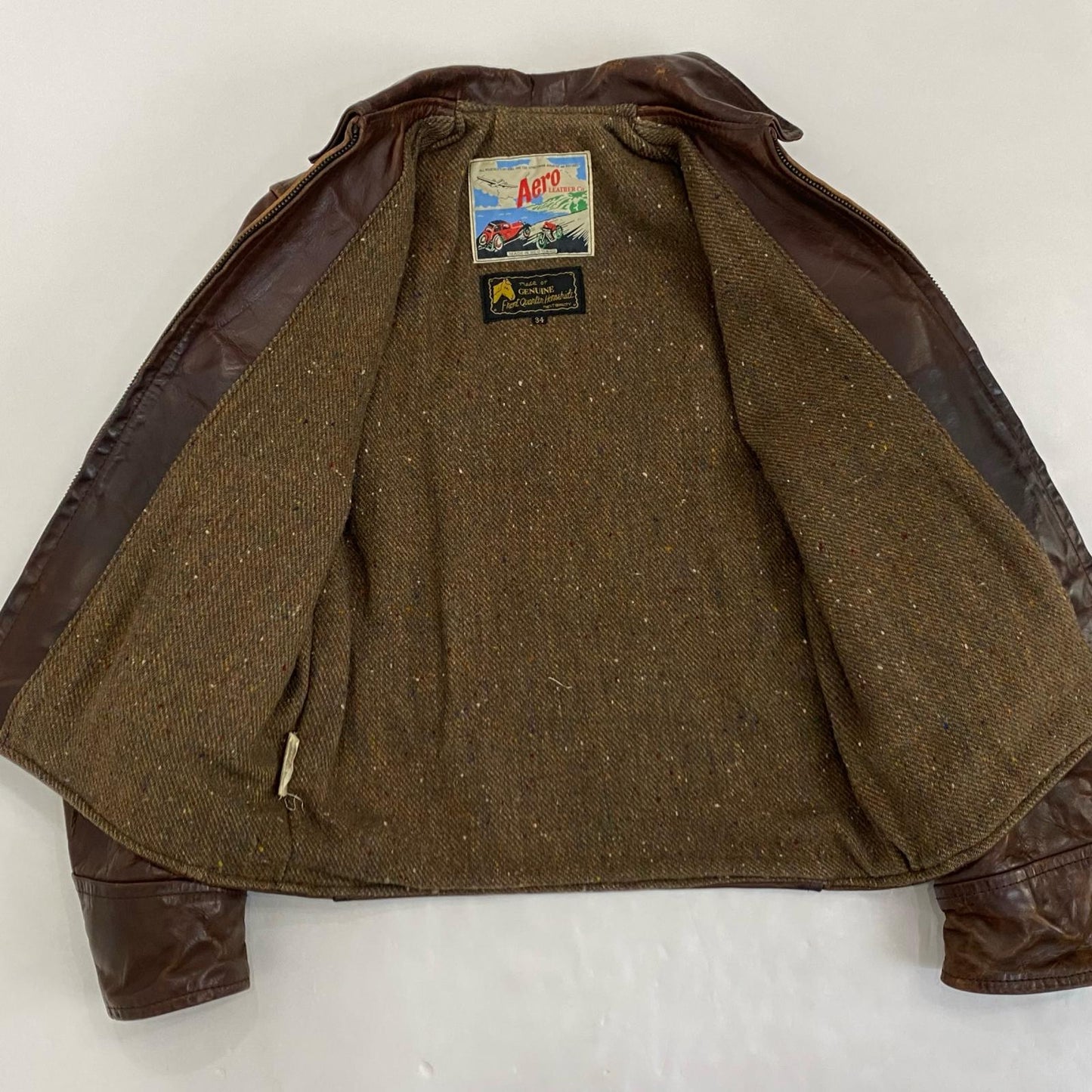 AERO LEATHER | エアロレザー Half Belt Horsehide Jacket レザー レザージャケット ブラウン サイズ：34【姫路東店】