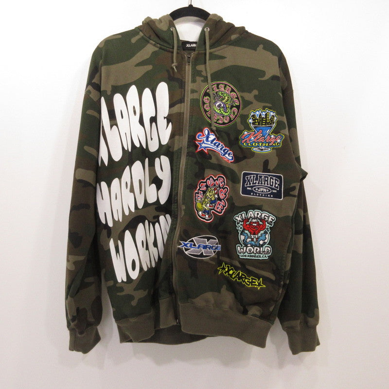 X-LARGE | エクストララージ MULTI LOGO ZIP UP HOODED SWEATSHIRT パーカー 101254012004 カモ サイズ：L【姫路東店】