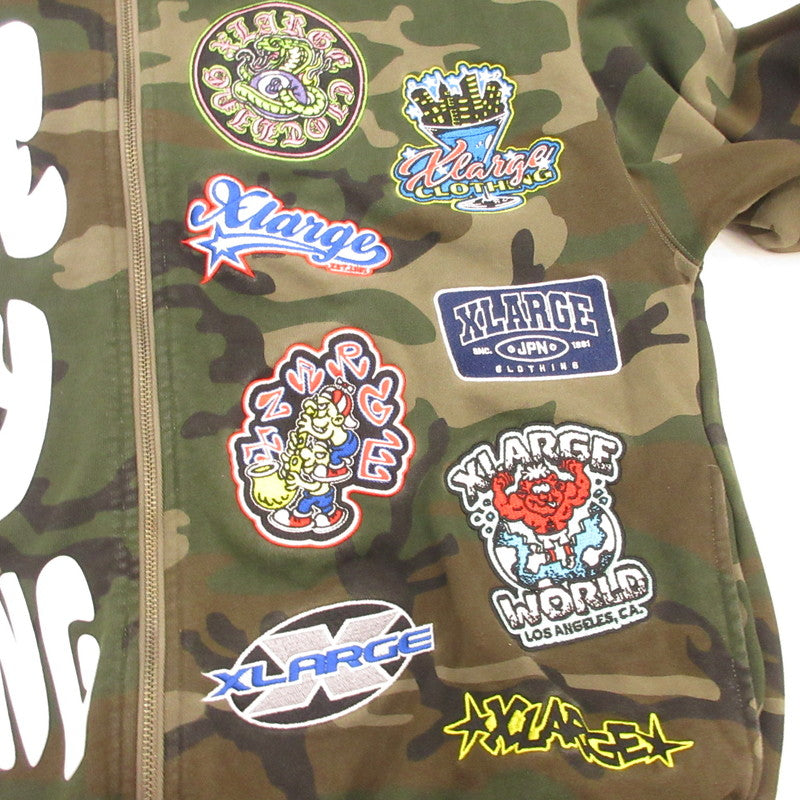 X-LARGE | エクストララージ MULTI LOGO ZIP UP HOODED SWEATSHIRT パーカー 101254012004 カモ サイズ：L【姫路東店】