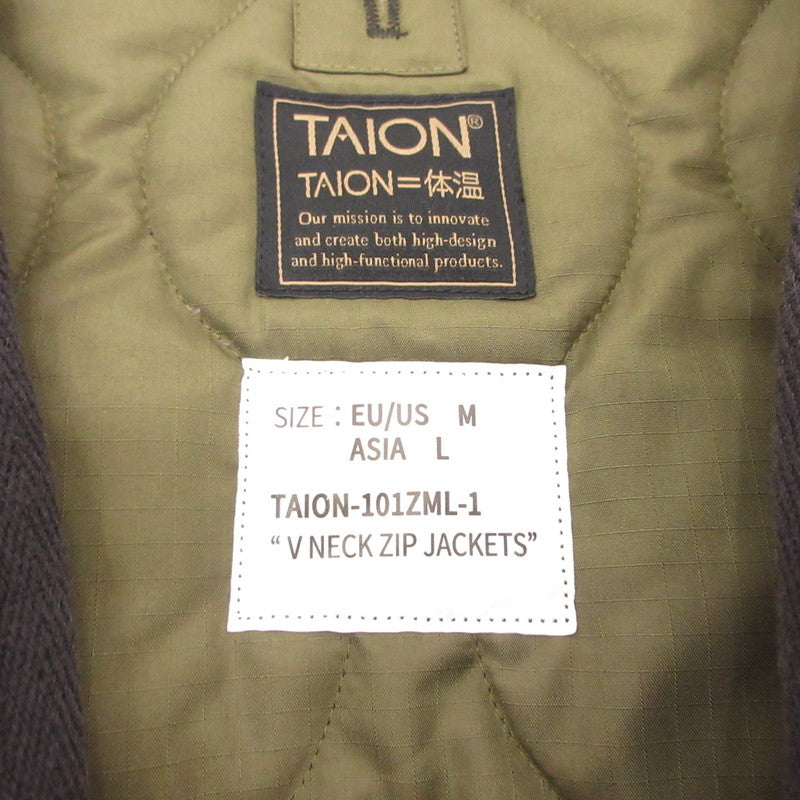 TAION | タイオン ミリタリー Vネックジップ ダウンジャケット ダウンジャケット TAION-101ZML-1 サイズ：ASIA L ブラック【姫路東店】