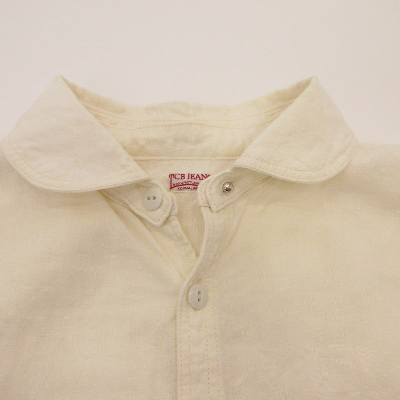 TCB JEANS | ティーシービ Detachable Collar Work Shirt Linen 長袖シャツ ホワイト サイズ：42【姫路東店】