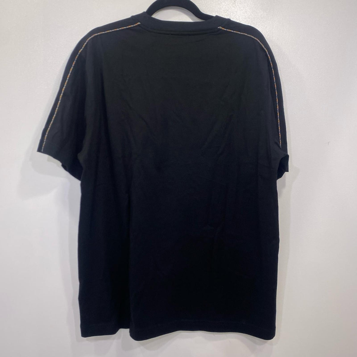 BURBERRY | バーバリー チェックパイピング コットンTシャツ 半袖Ｔシャツ 8127589 国内正規品 ブラック サイズ：XL【姫路東店】