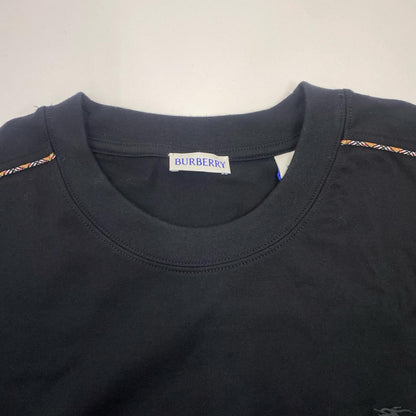 BURBERRY | バーバリー チェックパイピング コットンTシャツ 半袖Ｔシャツ 8127589 国内正規品 ブラック サイズ：XL【姫路東店】