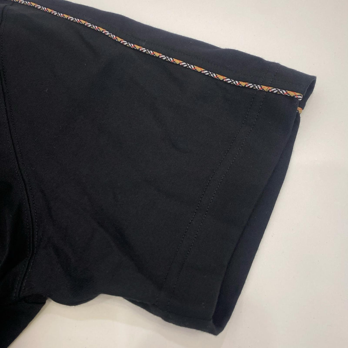 BURBERRY | バーバリー チェックパイピング コットンTシャツ 半袖Ｔシャツ 8127589 国内正規品 ブラック サイズ：XL【姫路東店】