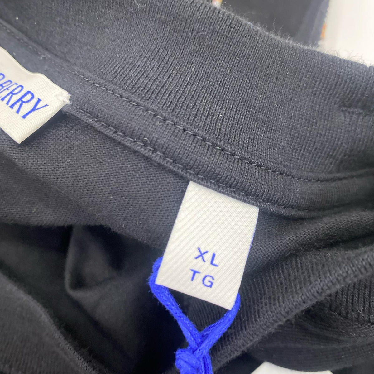 BURBERRY | バーバリー チェックパイピング コットンTシャツ 半袖Ｔシャツ 8127589 国内正規品 ブラック サイズ：XL【姫路東店】