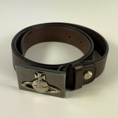 Vivienne Westwood | ヴィヴィアンウエストウッド LINE ORB SQUARE BUCKLE BELT ベルト ブラウン【姫路東店】