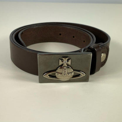 Vivienne Westwood | ヴィヴィアンウエストウッド LINE ORB SQUARE BUCKLE BELT ベルト ブラウン【姫路東店】