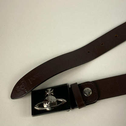 Vivienne Westwood | ヴィヴィアンウエストウッド LINE ORB SQUARE BUCKLE BELT ベルト ブラウン【姫路東店】