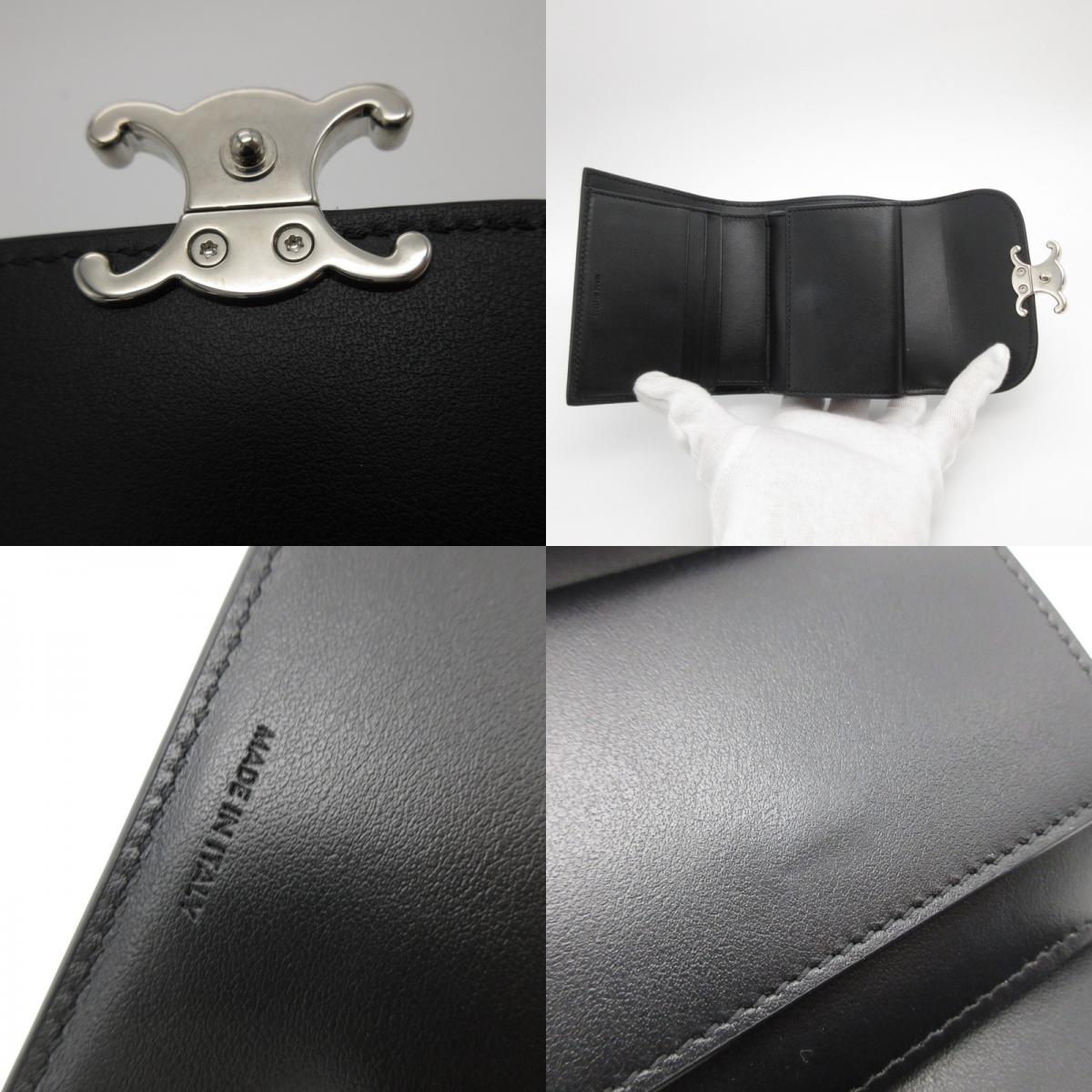 CELINE | セリーヌ シャイニーカーフスキン スモール フラップウォレット トリオンフ 三つ折り財布 10D783DPV【姫路東店】