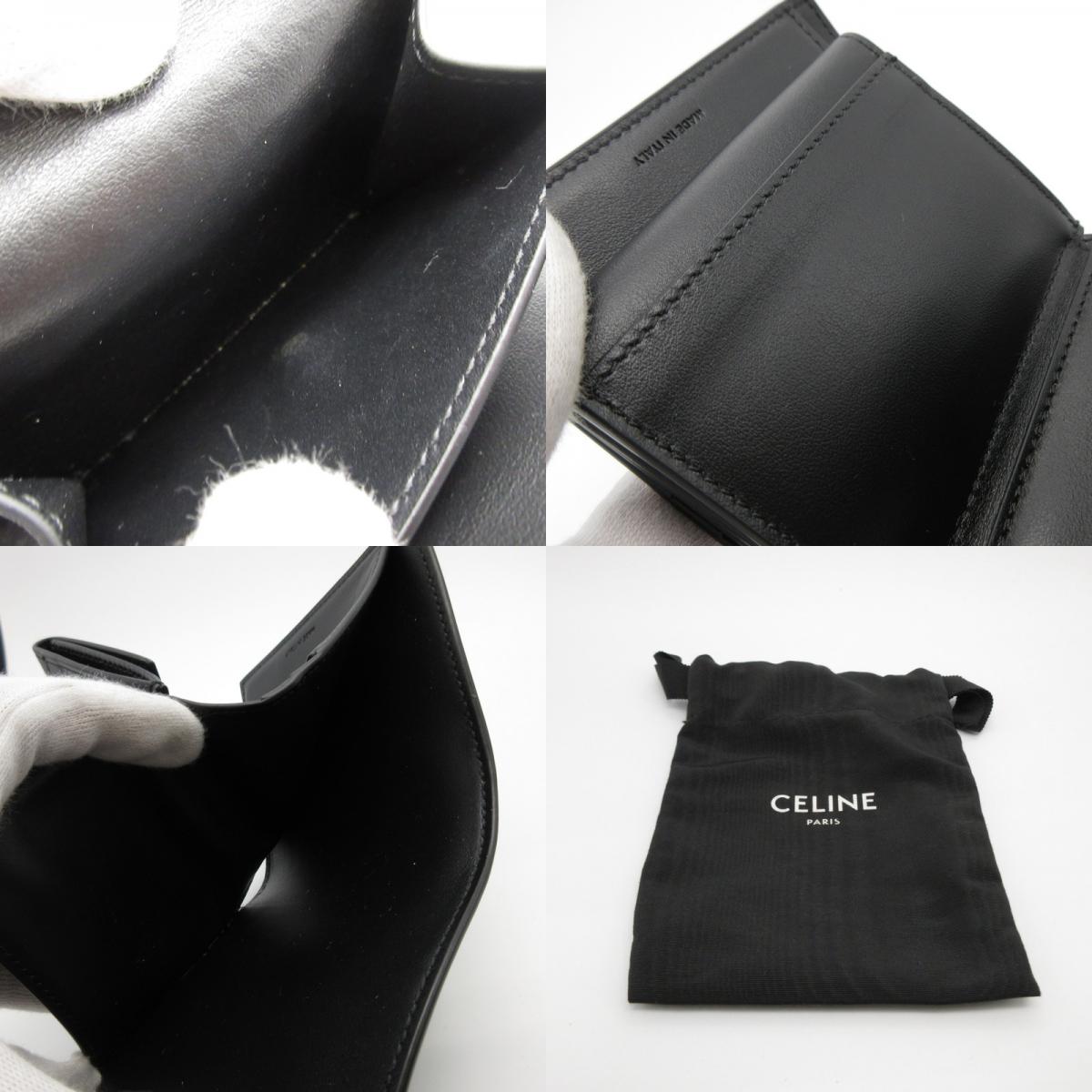 CELINE | セリーヌ シャイニーカーフスキン スモール フラップウォレット トリオンフ 三つ折り財布 10D783DPV【姫路東店】