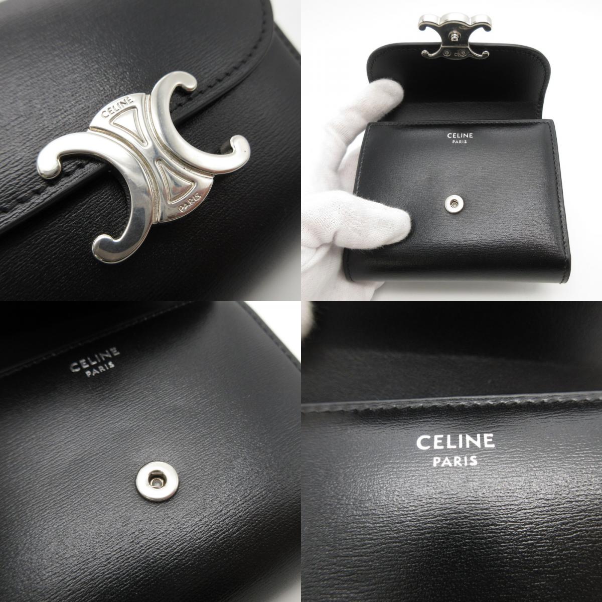 CELINE | セリーヌ シャイニーカーフスキン スモール フラップウォレット トリオンフ 三つ折り財布 10D783DPV【姫路東店】