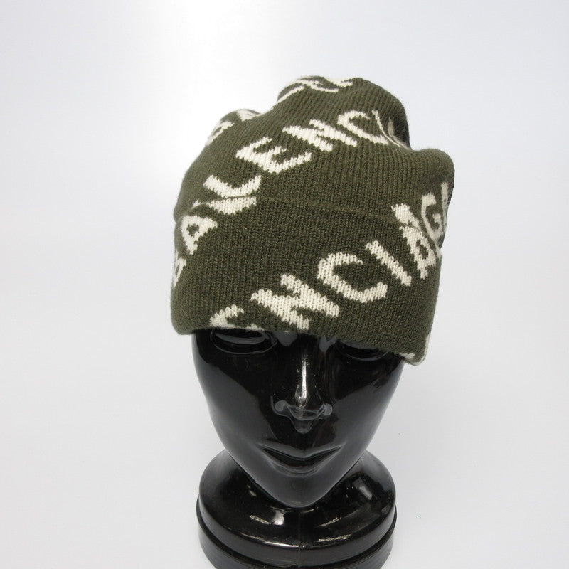 BALENCIAGA | バレンシアガ All Over Logo Beanie ニットキャップ 621021 T1567 カーキ【姫路東店】