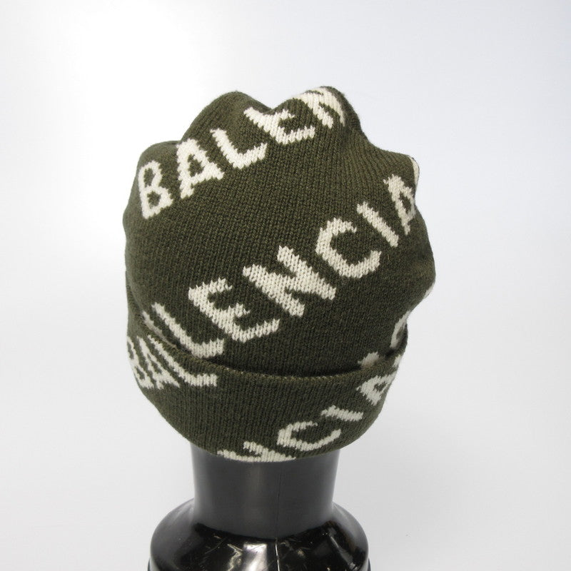 BALENCIAGA | バレンシアガ All Over Logo Beanie ニットキャップ 621021 T1567 カーキ【姫路東店】