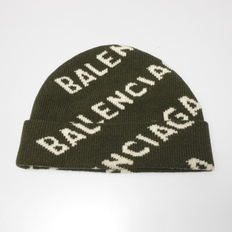 BALENCIAGA | バレンシアガ All Over Logo Beanie ニットキャップ 621021 T1567 カーキ【姫路東店】