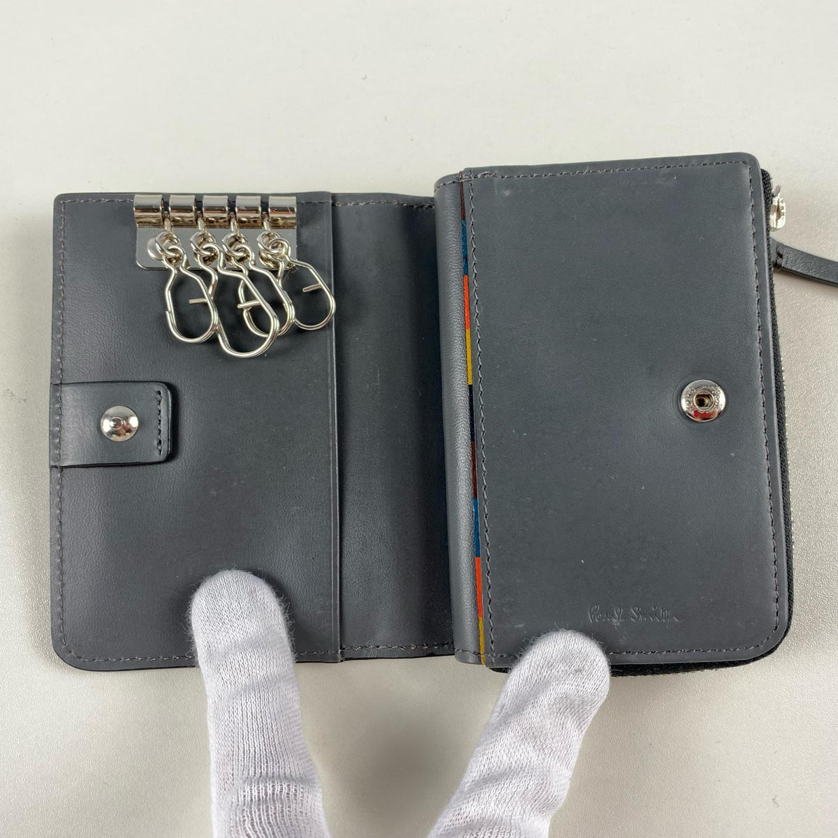 Paul Smith | ポール・スミス Zip Straw Grain Key Case キーケース 30PAP7816650 4連キーケース ブラック【姫路東店】