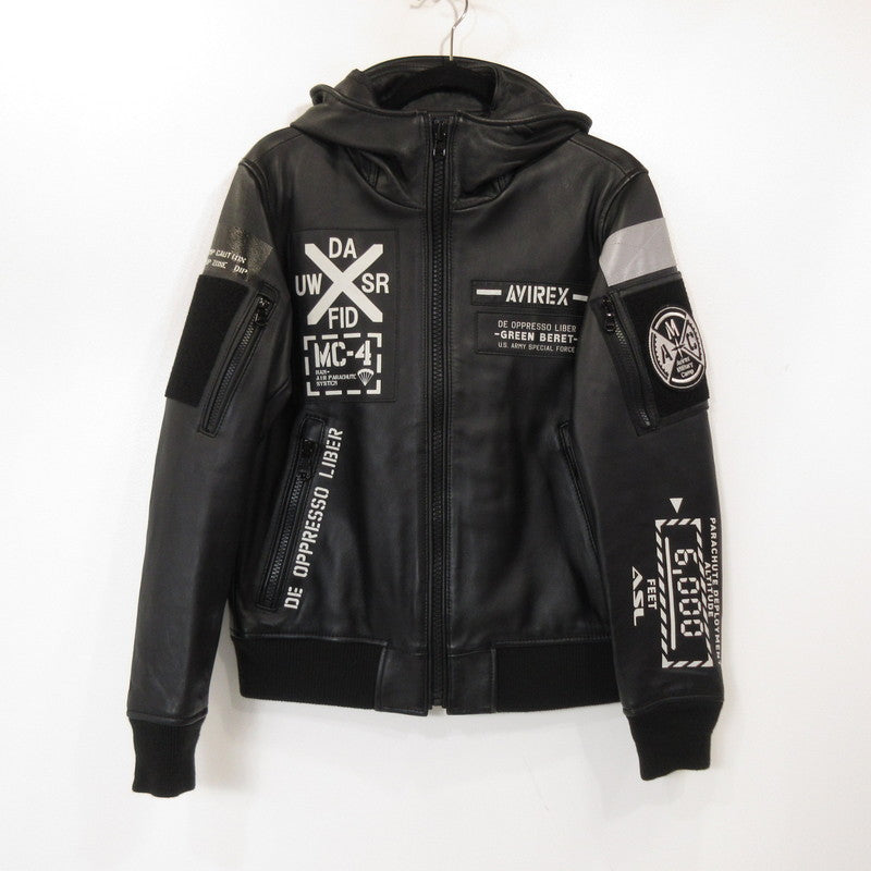AVIREX | アヴィレックス LEATHER HOODIE HALO レザー 6191061 ブラック サイズ：M【姫路東店】