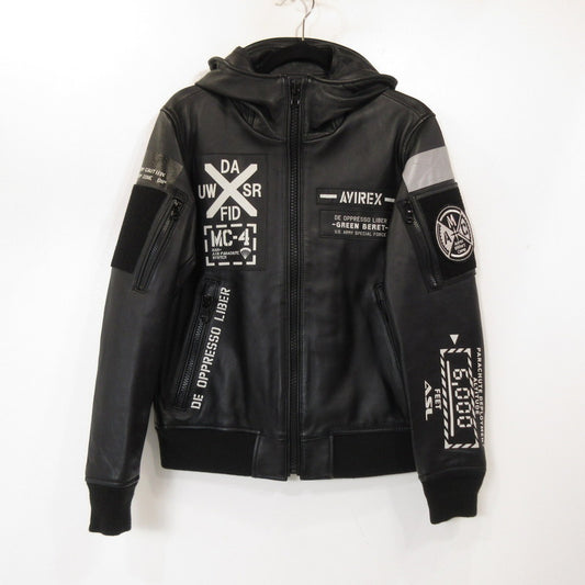 AVIREX | アヴィレックス LEATHER HOODIE HALO レザー 6191061 ブラック サイズ：M【姫路東店】