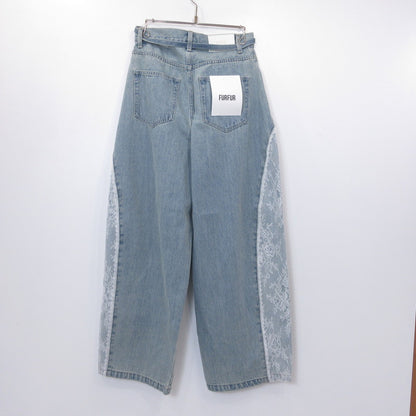 furfur | ファーファー レースドッキングカーブデニムパンツ デニムパンツ RWFP264005 ライトブルー サイズ：1【姫路東店】