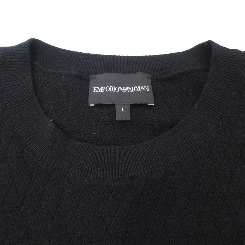 Emporio Armani | エンポリオ・アルマーニ バージンウール エンボスジャカードパターン セーター セーター EM002196 ブラック サイズ：L【姫路東店】