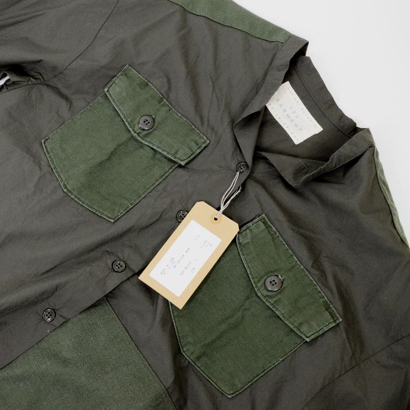 130 GARMENT｜ガーメント　ミリタリーリメイクシャツワンピース ワンピース A17 カーキ【倉吉店】