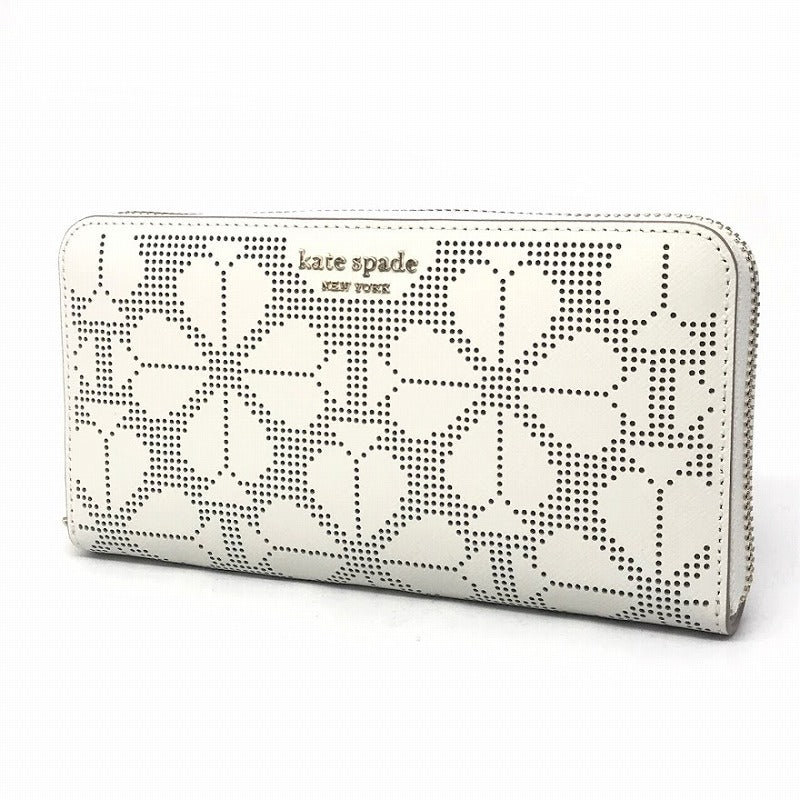 kate spade NEW YORK | ケイトスペードニューヨーク スペンサーパーフォレイテッド 長財布 アイボリー【倉吉店】