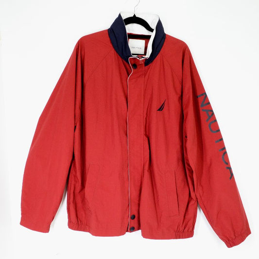 NAUTICA | ノーティカ SLEEVE LOGO NYLON JACKET ナイロンジャケット レッド【倉吉店】