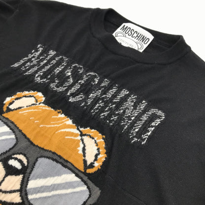 MOSCHINO | モスキーノ パンク風BEARプリント付きクルーネックニット セーター A0931 5508 ブラック【倉吉店】
