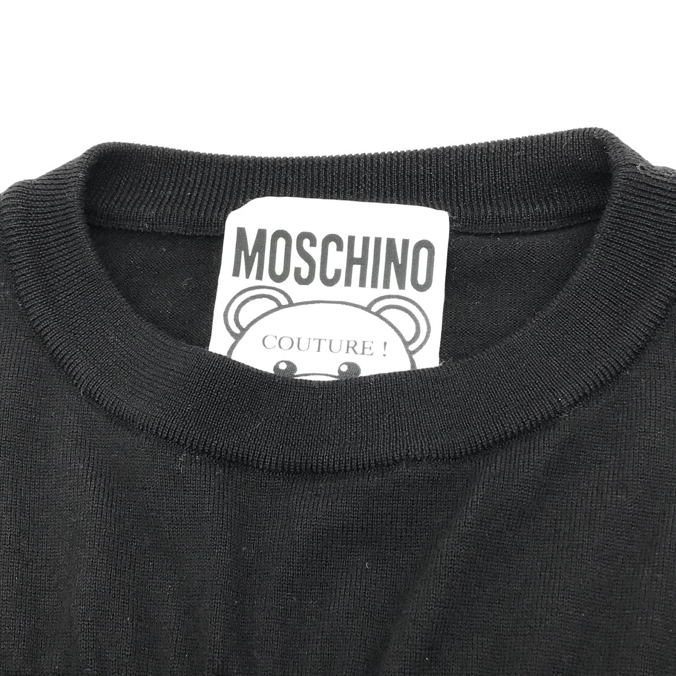 MOSCHINO | モスキーノ パンク風BEARプリント付きクルーネックニット セーター A0931 5508 ブラック【倉吉店】