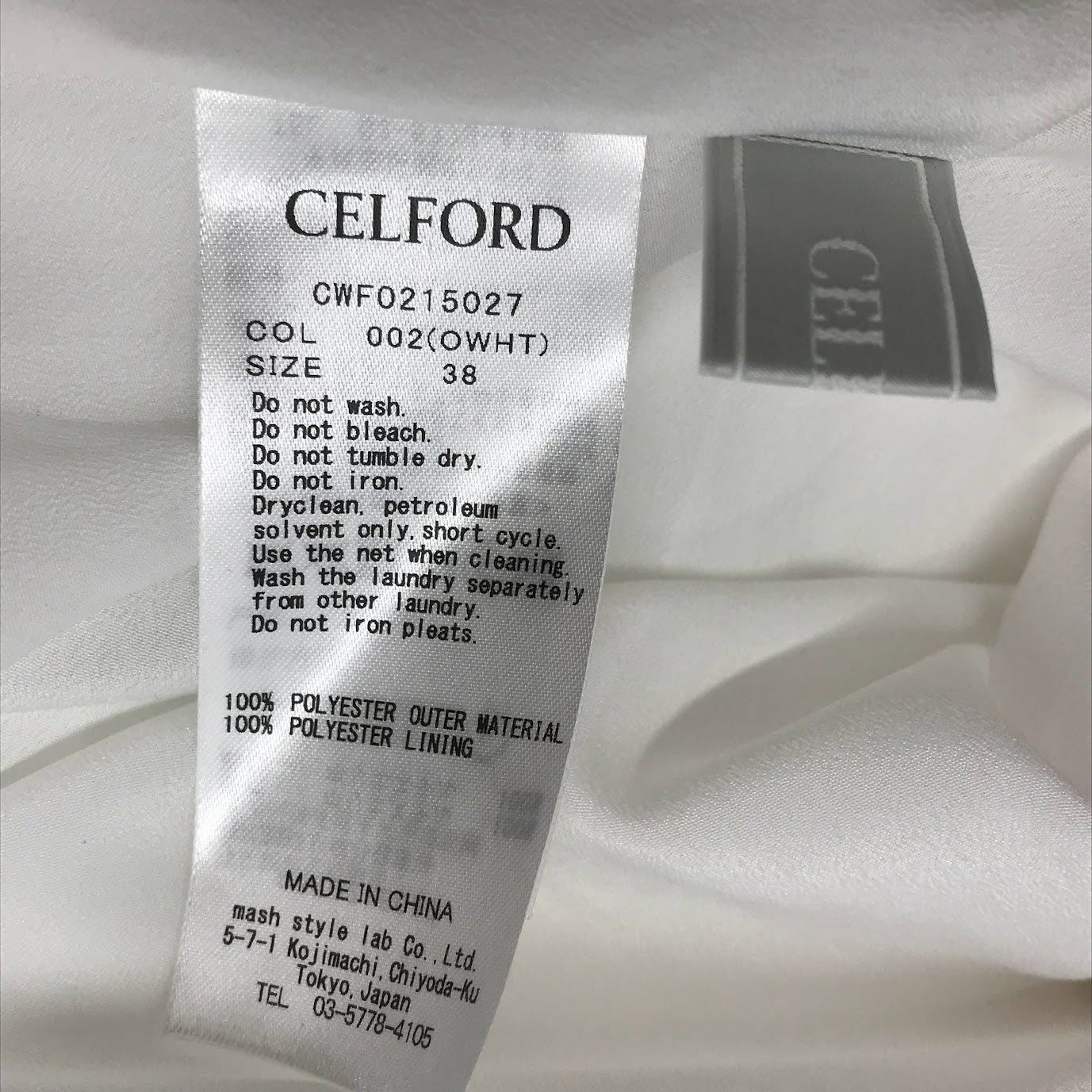CELFORD | セルフォード ラッフルプリーツワンピース ワンピース CWFO215027 ホワイト サイズ：38【倉吉店】