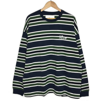 N!ce shop｜ナイスショップ　N!ce border long tee ボーダーロンT 長袖Ｔシャツ NC-CT06 ネイビー×ホワイト×グリーン サイズ：XL【倉吉店】
