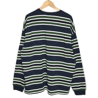 N!ce shop｜ナイスショップ　N!ce border long tee ボーダーロンT 長袖Ｔシャツ NC-CT06 ネイビー×ホワイト×グリーン サイズ：XL【倉吉店】