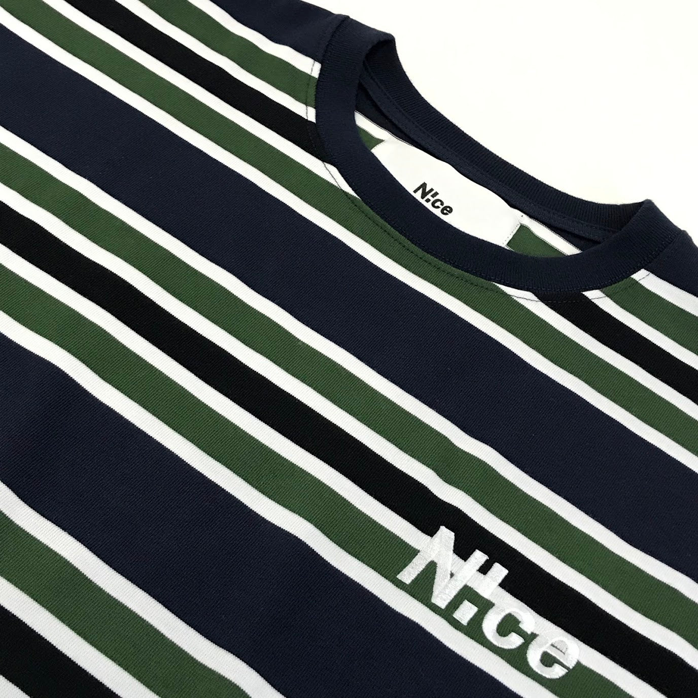 N!ce shop｜ナイスショップ　N!ce border long tee ボーダーロンT 長袖Ｔシャツ NC-CT06 ネイビー×ホワイト×グリーン サイズ：XL【倉吉店】