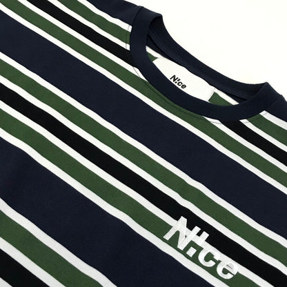 N!ce shop｜ナイスショップ　N!ce border long tee ボーダーロンT 長袖Ｔシャツ NC-CT06 ネイビー×ホワイト×グリーン サイズ：XL【倉吉店】