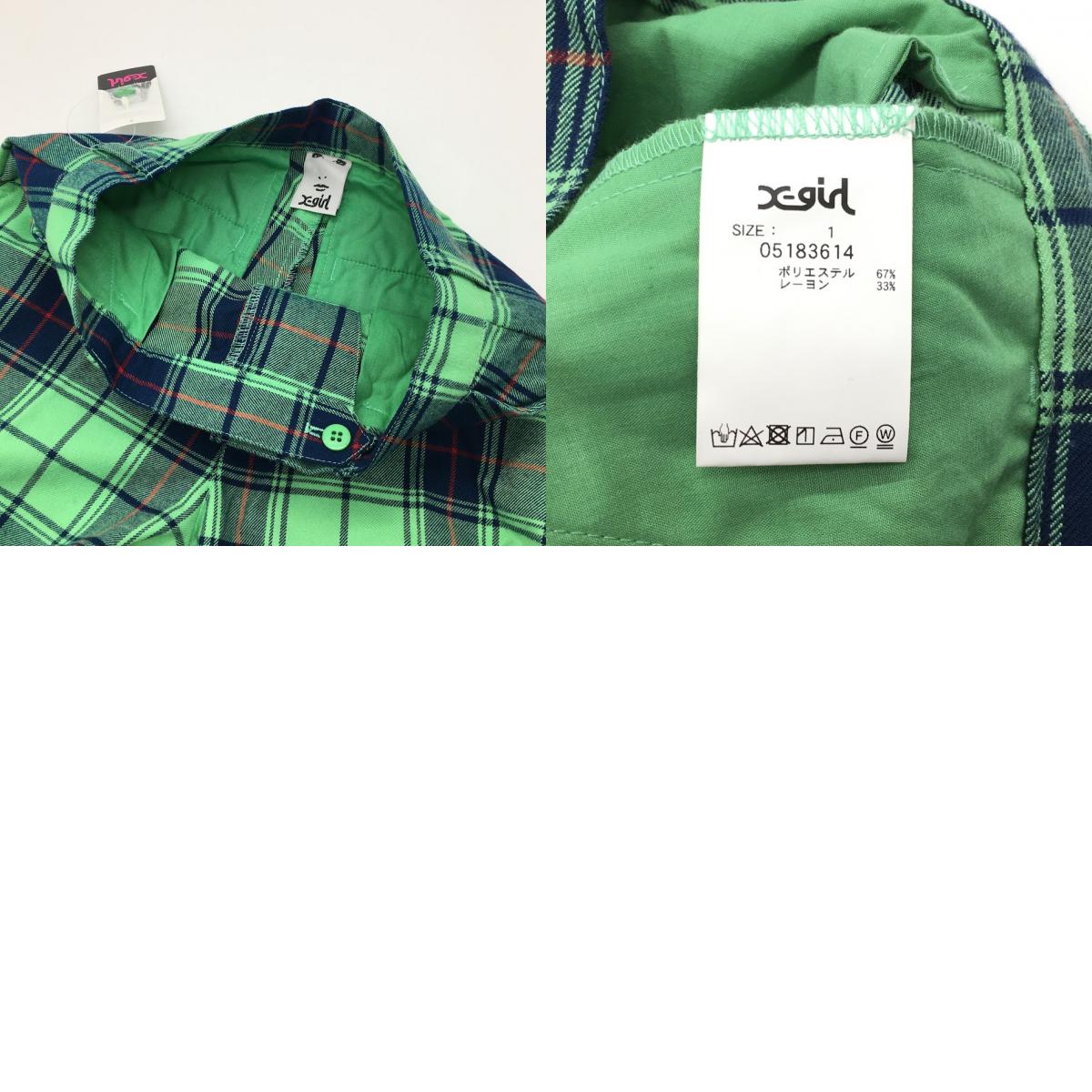 X-girl | エックスガール PLAID SLIM PANTS パンツ 05183614 チェック柄 グリーン系 サイズ：1【倉吉店】