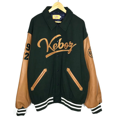 KEBOZ | ケボズ MELTON & LEATHER VARSITY JACKET メルトン＆レザー スタジャン グリーン サイズ：XL【倉吉店】
