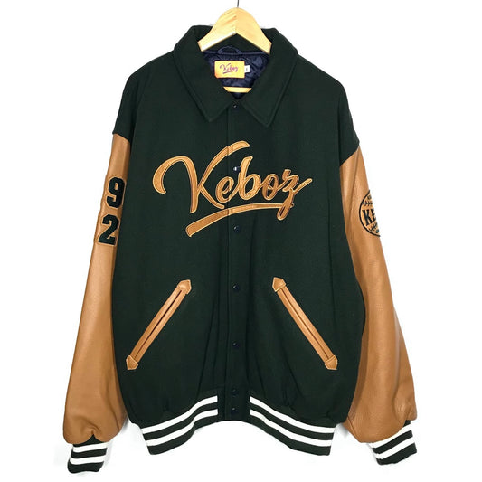 KEBOZ | ケボズ MELTON & LEATHER VARSITY JACKET メルトン＆レザー スタジャン グリーン サイズ：XL【倉吉店】