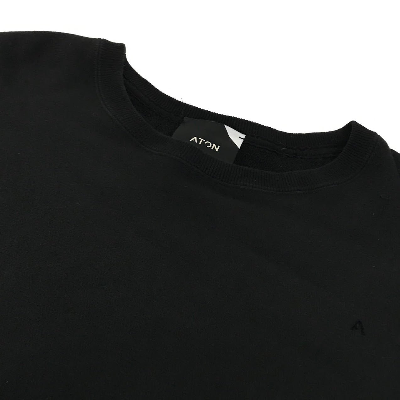 ATON | エイトン SUVIN GARMENT DYE CREWNECK PULLOVER スウェット 6923077 ブラック【倉吉店】