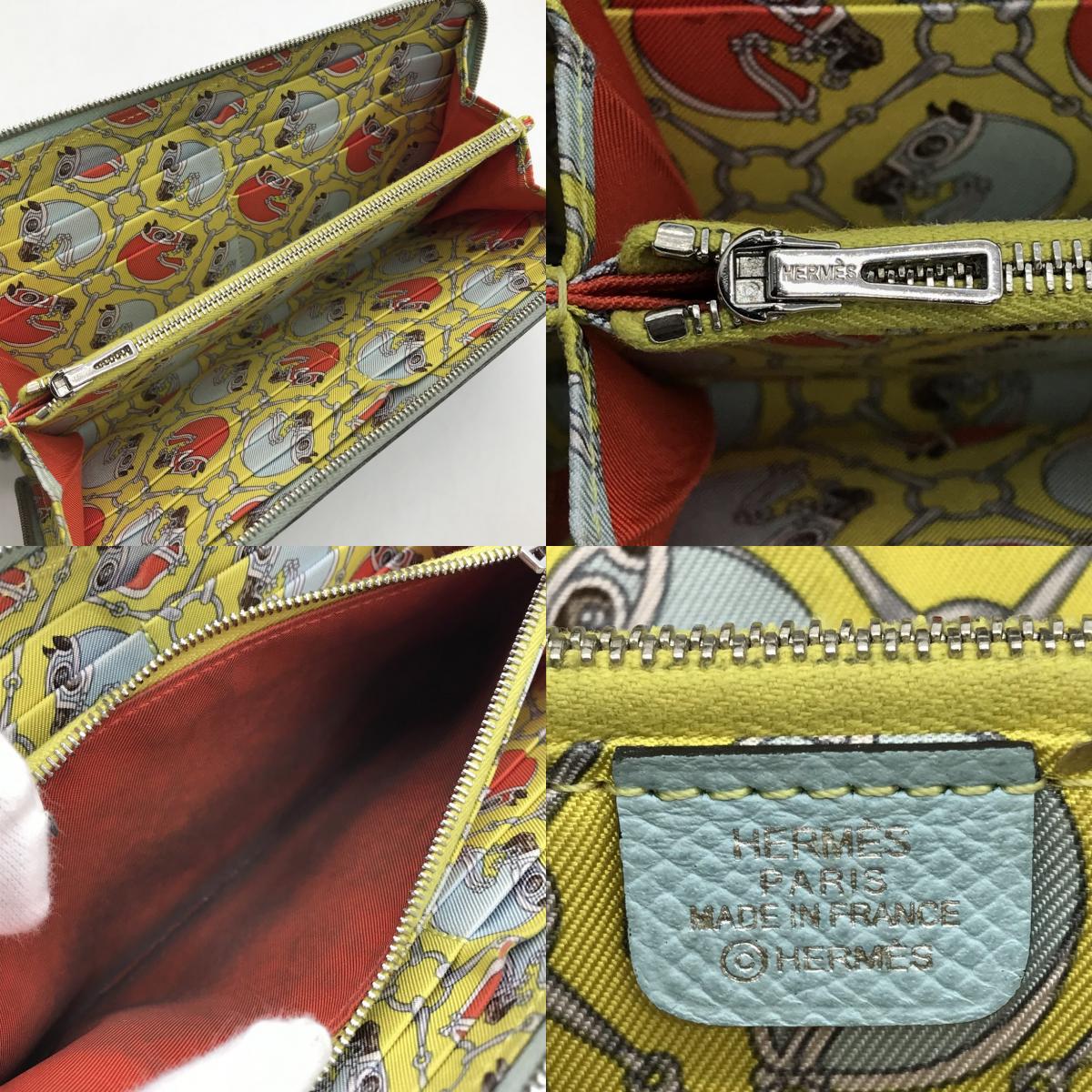 HERMES | エルメス アザップロング シルクイン ラウンドファスナー長財布 長財布 ブルー【倉吉店】