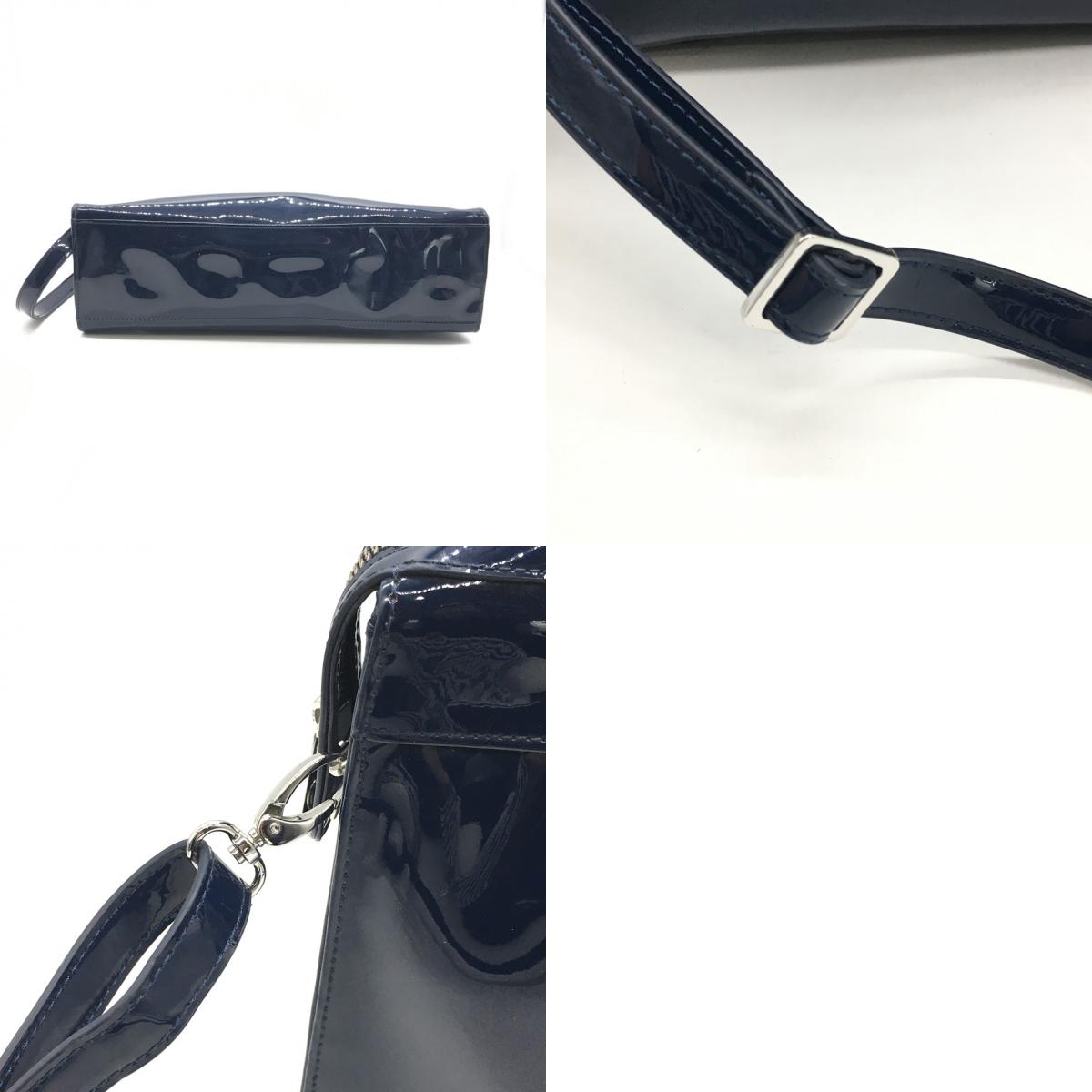 ARMANI JEANS | アルマーニ・ジーンズ エナメルバッグ 2wayバッグ ショルダーバッグ ネイビー【倉吉店】