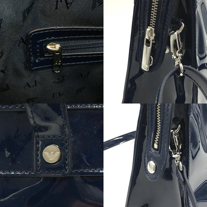 ARMANI JEANS | アルマーニ・ジーンズ エナメルバッグ 2wayバッグ ショルダーバッグ ネイビー【倉吉店】