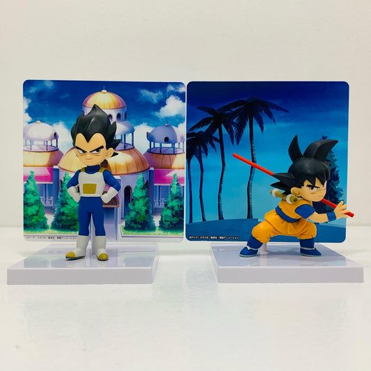 【中古】 孫悟空(ミニ)＆ベジータ(ミニ)パネル付きフィギュア２体セット「ドラゴンボールDAIMA」【フィギュア】