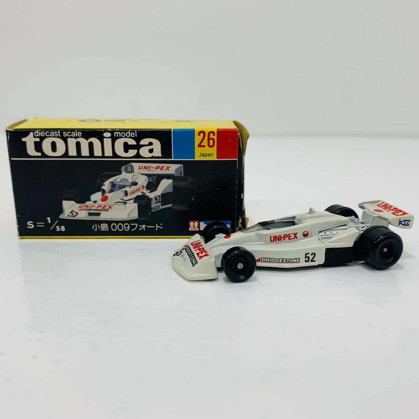 Used: 1/58 Kojima 009 Ford #52 (White/Black Box/Made in Japan) "Tomica No. 26"