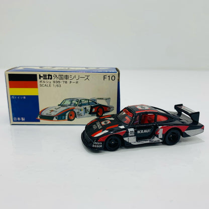 Used 1/63 Porsche 935-78 Turbo KRAUS Hifi #1 (Black x Silver x Red / Blue box / Made in Japan) "Tomica Foreign Car Series F10"
