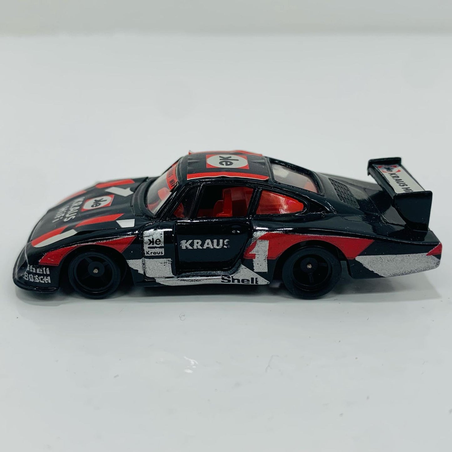 Used 1/63 Porsche 935-78 Turbo KRAUS Hifi #1 (Black x Silver x Red / Blue box / Made in Japan) "Tomica Foreign Car Series F10"