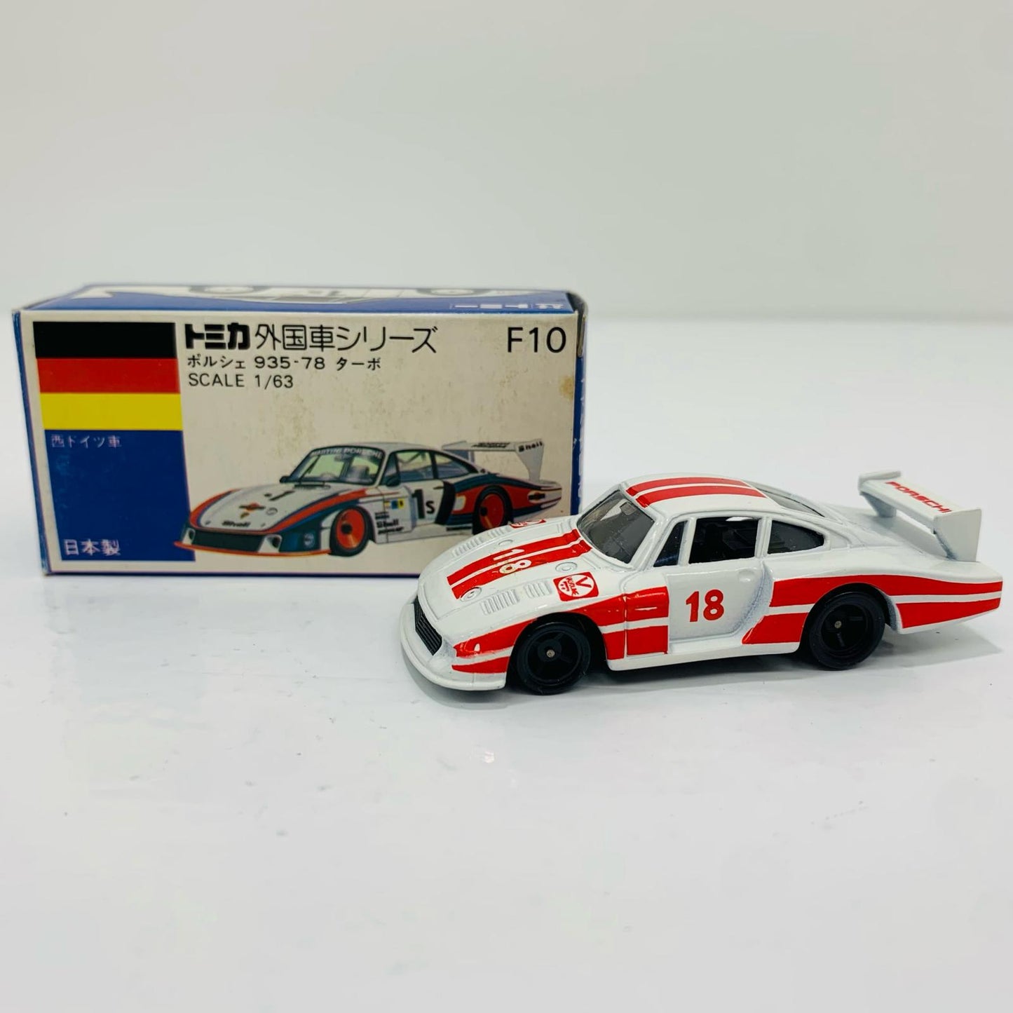 Used] 1/63 Porsche 935 -78 Turbo #18 (White/Blue Box/Made in Japan) "Tomica Foreign Car Series F10"